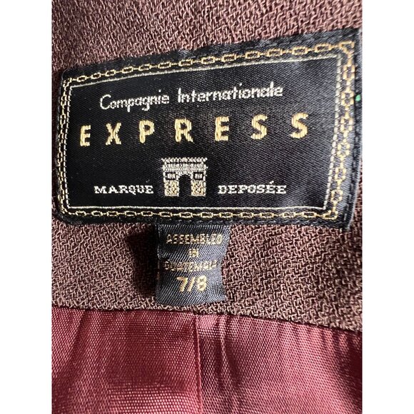 Vintage Express Womens Brown Rayon Blazer Jacket Size 7/8 With Belted Waist & Bu - Picture 2 of 16